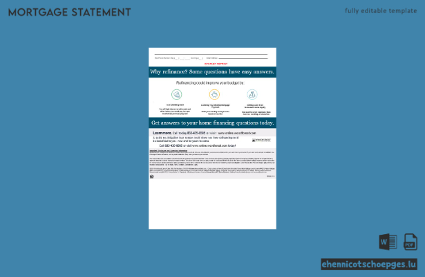 Hypothekenabrechnung der Woodforest Bank (USA) im Word- und PDF-Format, 3 Seiten, Beispielvorschau